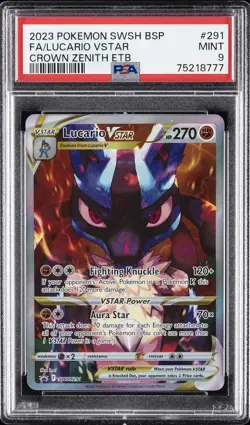 2023 POKEMON SWSH BLACK STAR PROMO #291 FULL ART/LUCARIO VSTAR PSA 9 - Image 1