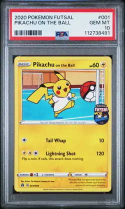 2020 POKEMON FUTSAL #001 PIKACHU ON THE BALL PSA 10 - Image 1
