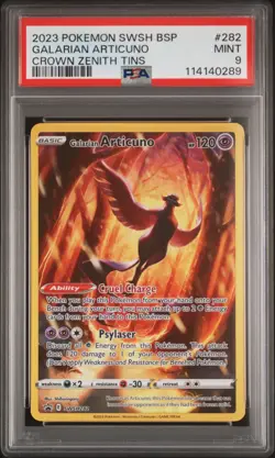 2023 POKEMON SWSH BLACK STAR PROMO CROWN ZENITH TIN #282 GALARIAN ARTICUNO PSA 9 - Image 1