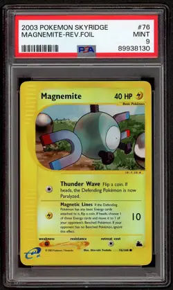 PSA 9 MINT Magnemite Reverse Holo Foil Skyridge Pokemon Card 76/144 - Image 1