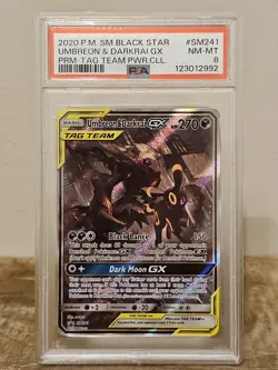 Pokemon Umbreon Darkrai GX Tag Team Holo Black Star Promo Card SM241 PSA 8 - Image 1