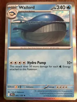 Wailord - Holo Rare - Journey Together JTG 041/159 Pokemon Card NM - Image 1