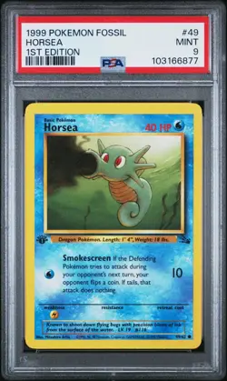 1999 POKEMON FOSSIL 1ST EDITION #49 HORSEA PSA 9 - Image 1