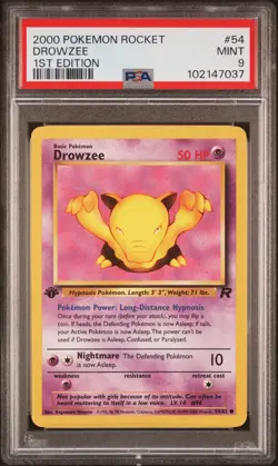 Drowzee - 1st Edition - 54/82 Team Rocket -WOTC Ultd - Pokemon TCG - PSA 9 - Image 1