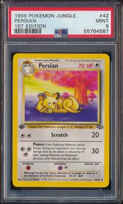 1999 POKEMON PERSIAN 1ST EDITION NON HOLO 42 BASE SET JUNGLE PSA 9 VINTAGE WOTC - Image 1