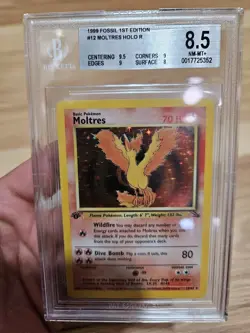 Pokemon PSA Moltres Fossil 1st Edition Holo Rare #12 BGS 8.5 NEAR MINT - Image 1
