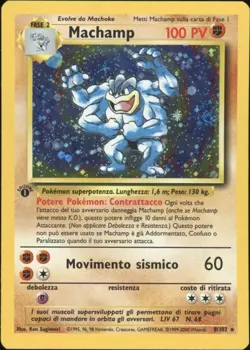 2000 Pokemon ITALIAN 1st Edition Base Set Machamp Holo 8/102 GOOD - Image 1