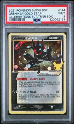 2021 POKEMON SWSH BLACK STAR PROMO #144 GRENINJA-GOLD STAR PSA 9 - Image 1