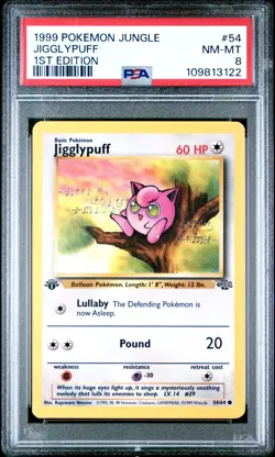Jigglypuff 1st Ed PSA 8 #54/64 Jungle Common Pokemon 1999 - Image 1