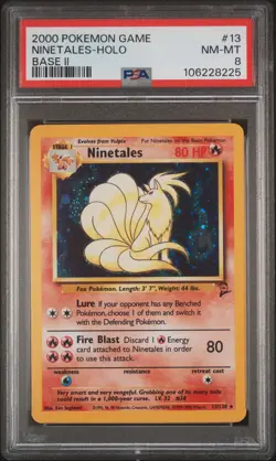 2000 POKEMON BASE SET 2 #13 NINETALES-HOLO PSA 8 - Image 1