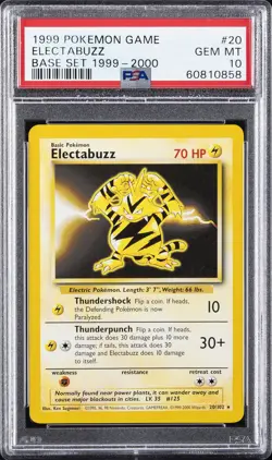 1999 POKEMON BASE SET 1999-2000 “4TH PRINT” #20 ELECTABUZZ PSA 10 - Image 1