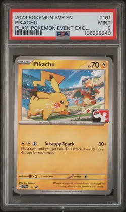 2023 POKEMON SVP EN-SV BLACK STAR PROMO #101 PIKACHU PSA 9 - Image 1