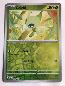 Pokemon TCG Stellar Crown Celebi Reverse Holofoil 004/142 NM - Image 1