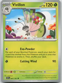 Pokemon Vivillon #007/191 - SV08: Surging Sparks Uncommon - Image 1