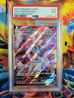 Pokemon Sylveon VMax Full Art Evolving Skies #075 Graded Card PSA 9 - Image 1