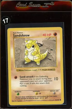 Shadowless Sandshrew 62/102 - HP (1999, VINTAGE) Base Set Vintage Pokemon Card - Image 1