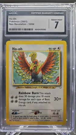Ho-oh 18/64 Neo Revelation Unlimited NonHolo-Rare Pokemon Card 2001 CGC NM 7 - Image 1