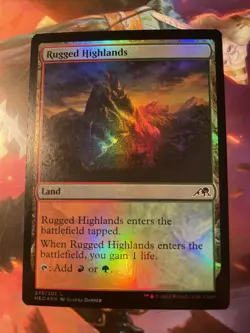 1x Rugged Highlands | FOIL | Kamigawa Neon Dynasty | MTG Magic Cards - Image 1