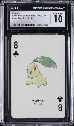 2000 POKEMON PLAYING CARDS JPN CHIKORITA CGC 10 GEM MINT - Image 1