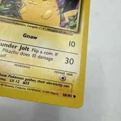 Pikachu Pokemon Card 58/102 Yellow Cheeks Base Set WOTC Vintage Unlimited - Image 5