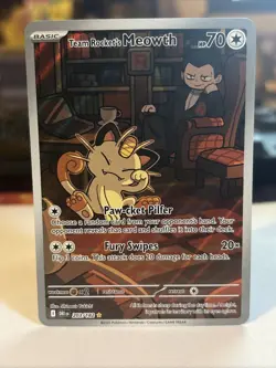 Team Rockets Meowth Destined Rivals Illustration Rare Mint Card 203/182 - Image 1