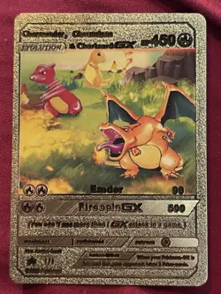 Pokemon Charmander/Charmeleon/Charizard GX Evolution Gold Foil Fan Art/Custom... - Image 1