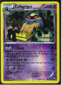 2012 POKEMON COFAGRIGUS 52/108 DARK EXPLORERS - REVERSE HOLO- RARE - NM - Image 1