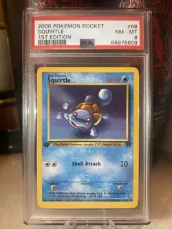 2000 Pokemon Team Rocket 1st Edition Squirtle #68 PSA 8 NM - MT - Image 1