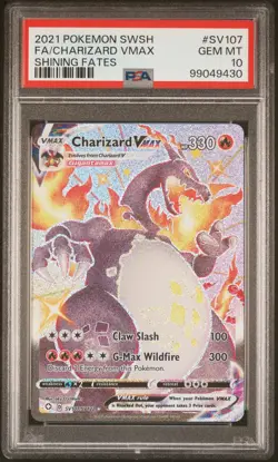 2021 POKEMON SWORD & SHIELD SHINING FATES #SV107 FULL ART/CHARIZARD VMAX PSA 10 - Image 1