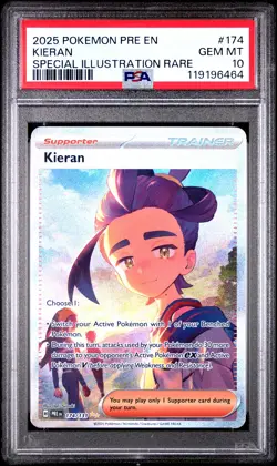 2025 POKEMON PRE EN-PRISMATIC EVOLUTIONS SPECIAL ILLUSTRATION RARE KIERAN PSA 10 - Image 1