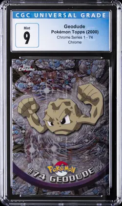 2000 POKEMON TOPPS CHROME SER 1, CHROME #74 GEODUDE CGC 9 - Image 1