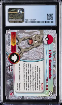 2000 POKEMON TOPPS CHROME SER 1, CHROME #74 GEODUDE CGC 9 - Image 2