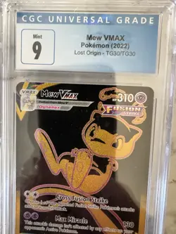 CGC Graded MINT 9 Pokemon Mew VMAX Lost Origin Trainer Gallery Holo Ultra Rare - Image 2