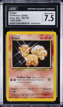 2000 POKEMON BASE SET, 1999-2000 #68/102 VULPIX CGC 7.5 - Image 1