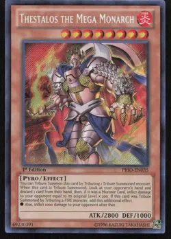 Yu-Gi-Oh #PRIO-EN035 Thestalos the Mega Monarch Secret Rare (1st Edition) - Image 1