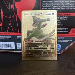 Virizion V Gold Foil Fan Art Vinyl Textured Collector Pokemon Card - Image 1