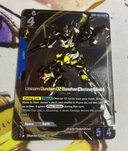 Gundam TCG Card Game Unicorn Gundam 02 Banshee (Destroy Mode) - GD01-003 LR+ AA - Image 1