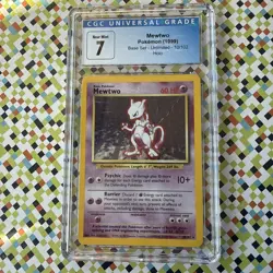 Pokemon Card Mewtwo Base Set Unlimited Holo 10/102 CGC 7 - Image 1
