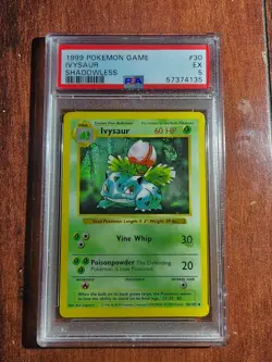 Ivysaur Base Set SHADOWLESS Uncommon Card 30/102 (PSA Ex 5) - Image 1