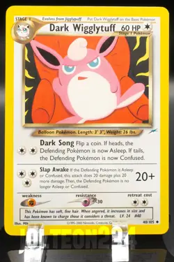 Pokemon TCG Card - Dark Wigglytuff 40/105 Neo Destiny Uncommon Vintage - Image 1