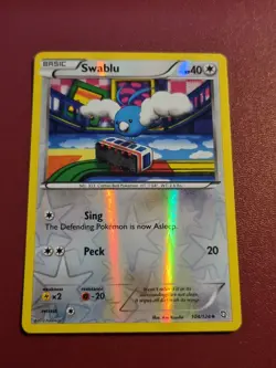 Pokemon Black & White Dragons Exalted Swablu 104/124 Reverse Holo Card TCG - Image 1