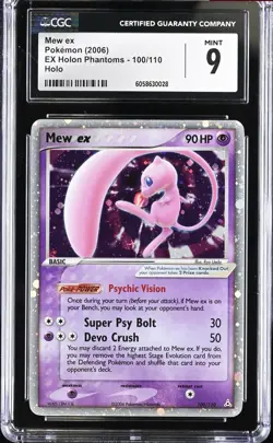 CGC 9 MINT Mew ex 2006 EX Holon Phantoms 100/110 Holo Pokemon Card - Image 1