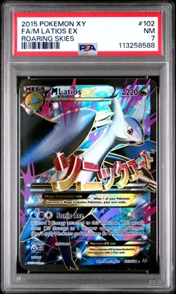 2015 POKEMON XY ROARING SKIES #102 FULL ART/M LATIOS EX PSA 7 - Image 1