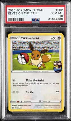 2020 POKEMON FUTSAL #002 EEVEE ON THE BALL PSA 10 - Image 1