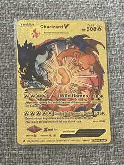 Pokemon Charizard V Evolution HP508 Gold Foil Fan Art SMP26-43🔥 MINT - Image 1