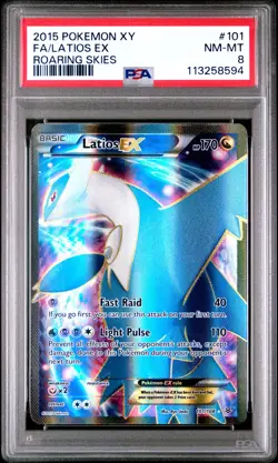 2015 POKEMON XY ROARING SKIES #101 FULL ART/LATIOS EX PSA 8 - Image 1