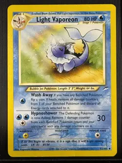 Light Vaporeon 52/105 Regular Pokemon TCG Neo Destiny Uncommon Non-Holo WoTC - Image 1