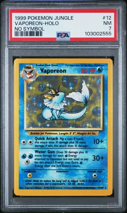 1999 POKEMON JUNGLE NO SYMBOL #12 VAPOREON-HOLO PSA 7 - Image 1