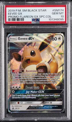 2019 POKEMON SM BLACK STAR PROMO FLAREON GX SPECIAL COLL #SM174 EEVEE GX PSA 10 - Image 1