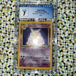 Pokemon 1999 base set Alakazam unlimited Holo 1/102 CGC 7 - Image 1